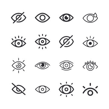 Set of eye icon for web app simple line design