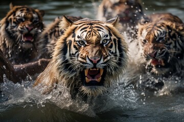 Fototapeta na wymiar Tiger's Grace: Nature's Majestic Feline