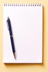 White blank paper with pencile. Mockup poster to replace your design. Yellow background.