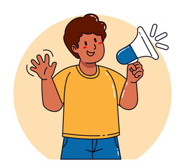 Black Man holding megaphone announcement