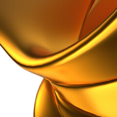 Fototapeta premium Delicate modern art made of gold Bezier curves Isolated metal organic plate Elegant Modern 3D Rendering abstract background High quality 3d illustration