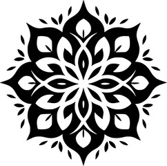 Mandala - Black and White Isolated Icon - Vector illustration