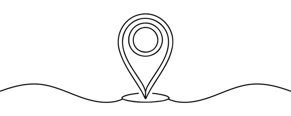 Location sign drawn in one line style isolated. Vector illustration © dariachekman
