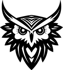 Obraz premium Owl | Black and White Vector illustration
