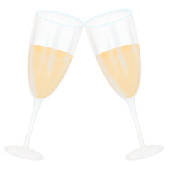 two glasses of champagne isolated