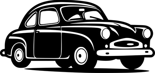 Car - Black and White Isolated Icon - Vector illustration