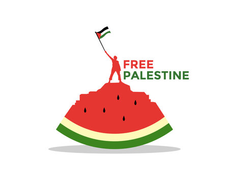Watermelon For Symbol Support Palestine With Patriot And Flag