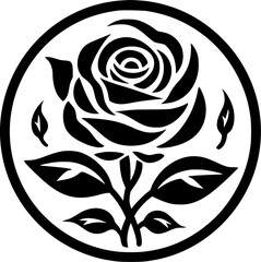 Flower - Black and White Isolated Icon - Vector illustration