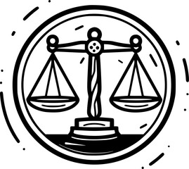 Justice - Black and White Isolated Icon - Vector illustration