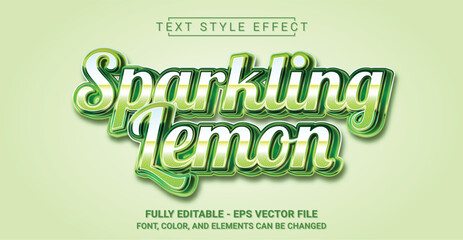 Editable Text Effect with Sparkling Lemon Theme. Premium Graphic Vector Template.