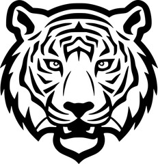 Obraz premium Tiger | Black and White Vector illustration