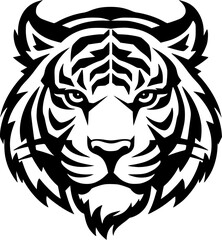 Tiger - Black and White Isolated Icon - Vector illustration