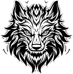 Fototapeta premium Wolf | Black and White Vector illustration