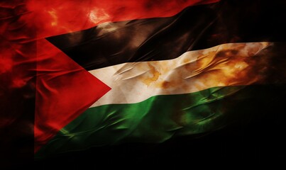 freedom waving Palestine flag illustration background 