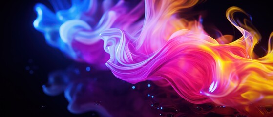 abstract smoke magenta with blue and orange wave in motion  reflected on glass  - obrazy, fototapety, plakaty