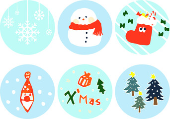 set of Christmas elements  CUTE  cartoon hand drawn 