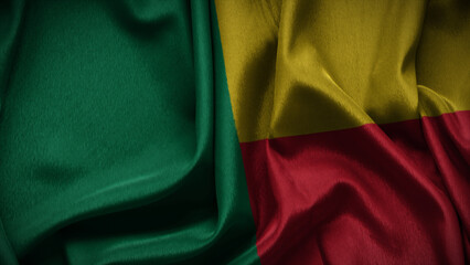 3d illustration flag of Benin. Close up waving flag of Benin.