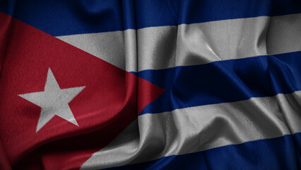 3d illustration flag of Cuba. Close up waving flag of Cuba.