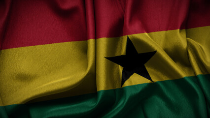 3d illustration flag of Ghana. Close up waving flag of Ghana.