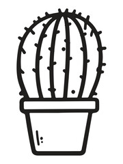 Cactus in a pot with flowers, outline cactus for coloring for the kids