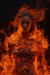 Fototapeta premium portrait of woman in the fire