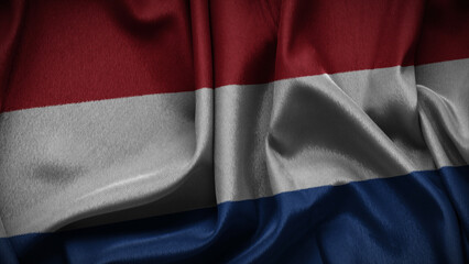 3d illustration flag of Netherlands. Close up waving flag of Netherlands.