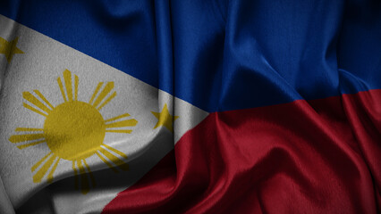 3d illustration flag of Philippines. Close up waving flag of Philippines.