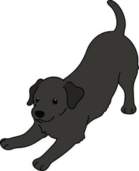Simple and cute illustration of black Labrador Retriever being playful