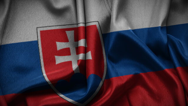 3d illustration flag of Slovakia. Close up waving flag of Slovakia.