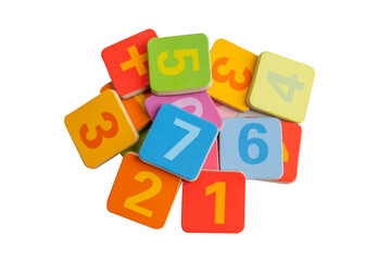 Math number colorful on white background, education study mathematics learning teach concept.