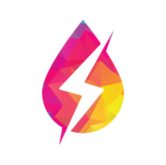 Thunder drop logo design icon vector.