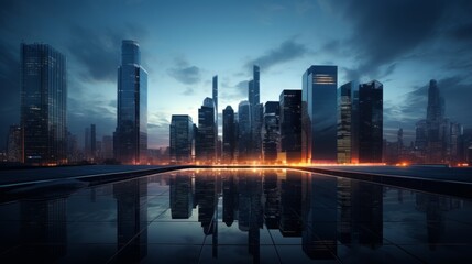 Fototapeta na wymiar Generative AI image of cityscape Business buildings at skyline