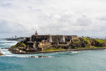 the coast and castle in fortaleo island, puerto