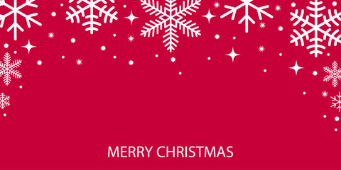 Merry christmas background with white snowflake. Happy new year template card. Ornament snow for decoration. Vector illustration.