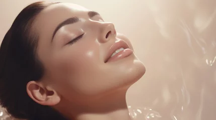 Fotobehang Generative AI image of a Beautiful woman getting a facial in spa treatment. advertisement concept for skincare treatment.  © Eitan Baron