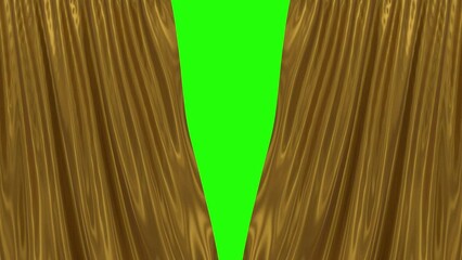 Gold Glossy Curtains Transition. Green Screen