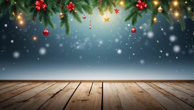 christmas background with christmas tree and decorations, Ai generated 