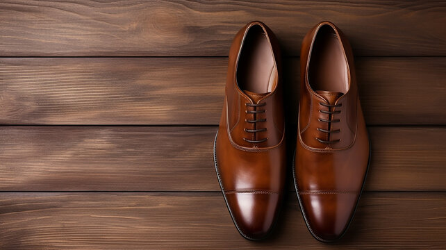 Men's leather brown shoes with laces