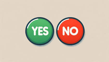 Vibrant yes and no buttons on subtle background
