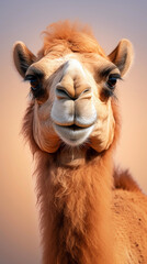 Close-up portrait of a camel on natural background. AI generated content.