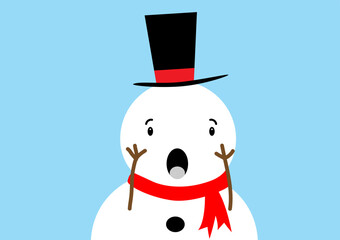 Snowman covered his cheeks with his hands, looking startled.