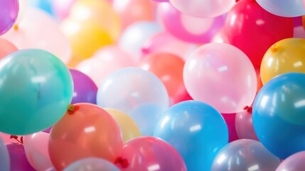 Colorful balloons flying on the ceiling at a party