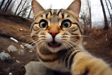 Funny cat taking a selfie photo - obrazy, fototapety, plakaty