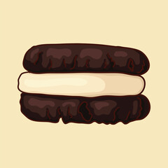 Sweet sandwich cookies with chocolate, ice cream, berries.