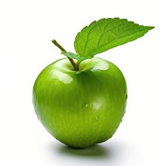 Green Apple with Leaf