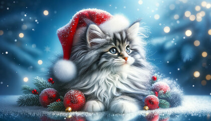 クリスマスにサンタのコスプレをする猫13