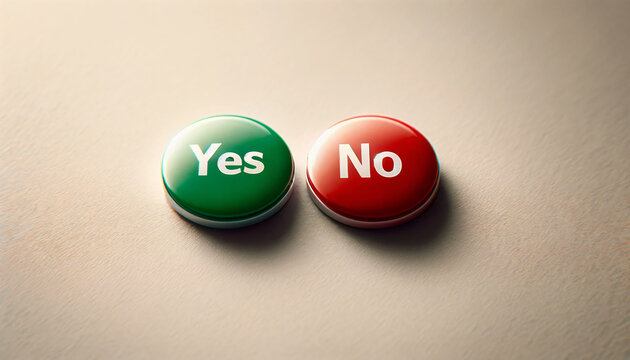 Two buttons with Yes and No options on a gradient background