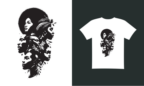 black history month Modern T-Shirt Design Free Vector