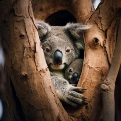 Foto auf Leinwand koala on a tree with baby © AngelQ