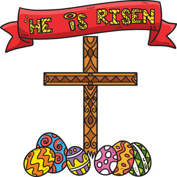 Christian He Is Risen Cartoon Colored Clipart
